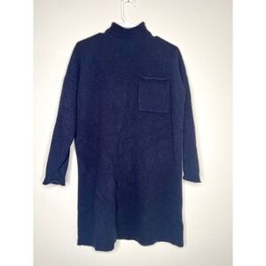 Madewell Navy Blue Mock Neck‎ Pocket Sweater Dress Recycled Cashmere Size S